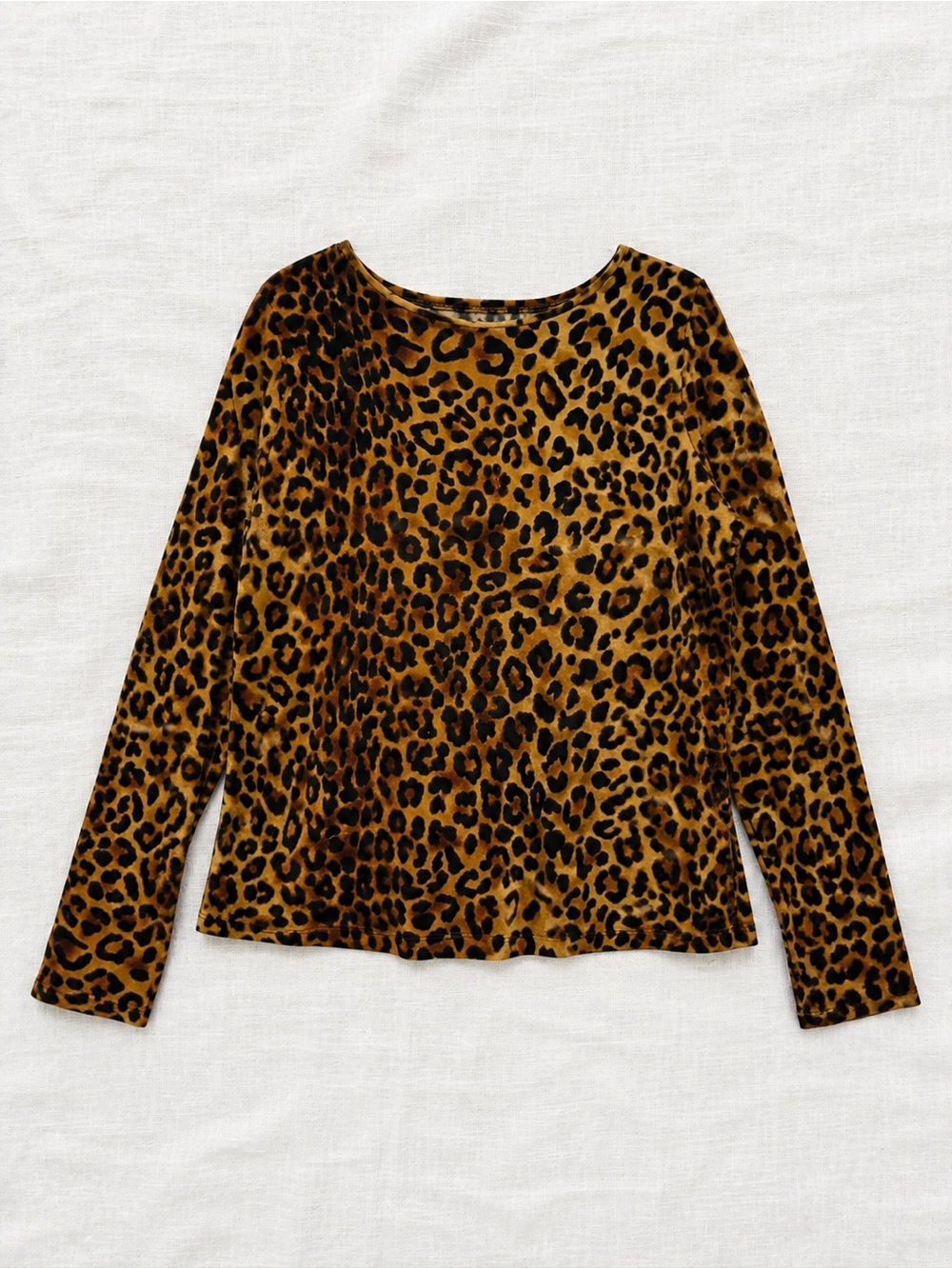 Jones New York Leopard-Print Long Sleeve Top - Brown/Black
